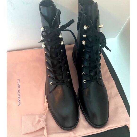 Stuart Weitzman Combat Boots - Laine Pearl - Picture 1 of 12